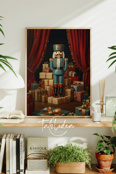 tablodea Crăciun Fericit Scenă roșie Decor de Anul Nou Poster înrămat TD Mode...