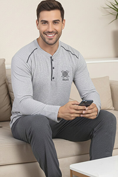 ELİTOL Σετ ανδρικής πιτζάμα από βαμβακερό Soft Touch