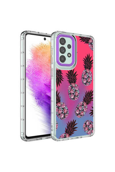 zore Galaxy A13 4g Case Camera Protected Colorful Patterned Hard Silicone Asma Horn Cover - No6