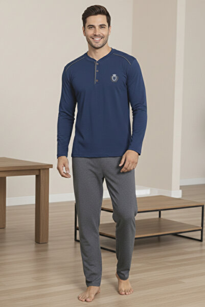 ELİTOL Σετ ανδρικής πιτζάμα από βαμβακερό Soft Touch