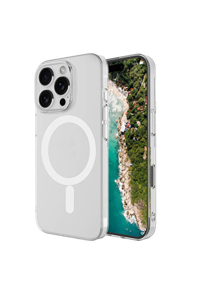 zore Apple iPhone 16 Pro Max Kılıf ASMA Magsafe Şarj Özellikli Şeffaf Tek Kam...