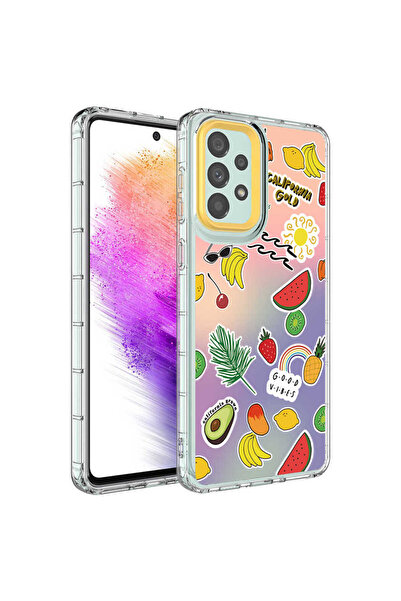 zore Galaxy A53 5g Case Camera Protected Colorful Patterned Hard Silicone Asma Horn Cover - No4