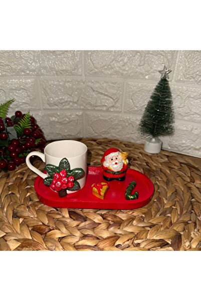 Tasarım Yeni Yıl Noel Baba 1 Kişilik Fincan Seti