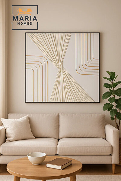 MARIA HOMES Modern Wall Art 100×100 – Abstract Frame & Luxury Geometric Wall ...