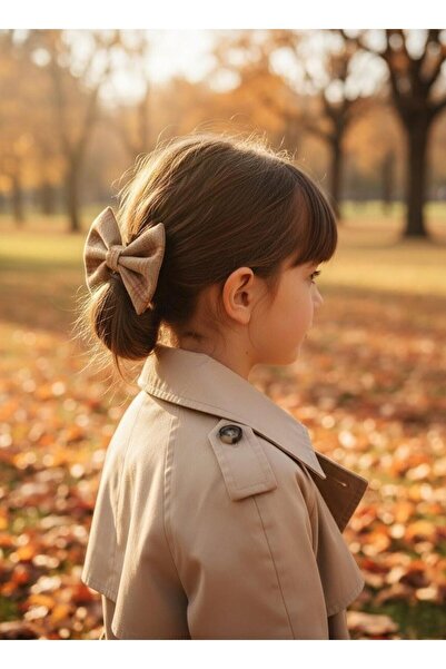 Toka Delisi Cataramă automată cu fundă maro realizată manual pentru copii, cataramă pentru copii