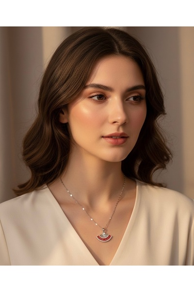 Kmod Life قلادة من الفولاذ الفضي مرصعة بحجر الزركون المطلي بالمينا