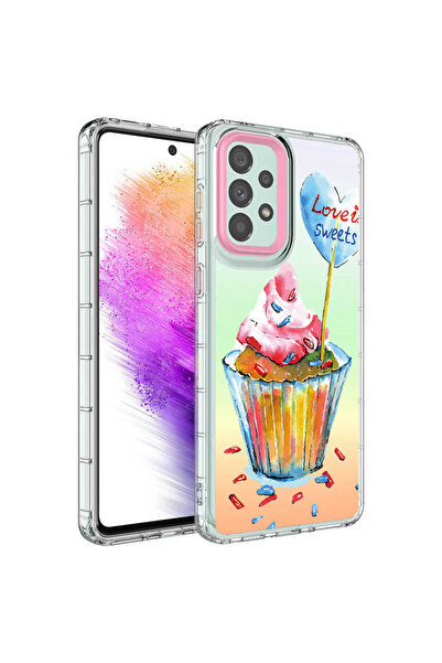 zore Galaxy A23 Case Camera Protected Colorful Patterned Hard Silicone Asma Horn Cover - No15