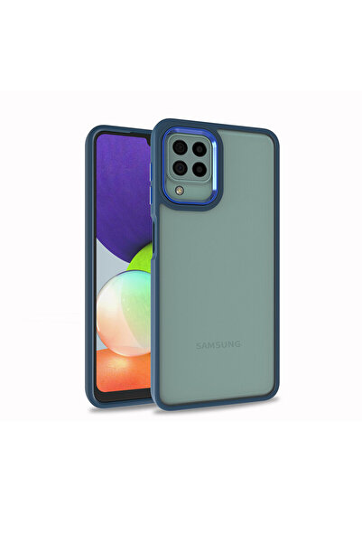 zore Galaxy M32 Case Asma Flora Cover - Blue
