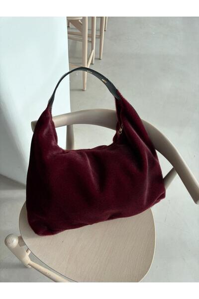 Senza Vedere Vedere Leather Detailed Plush Shoulder Bag