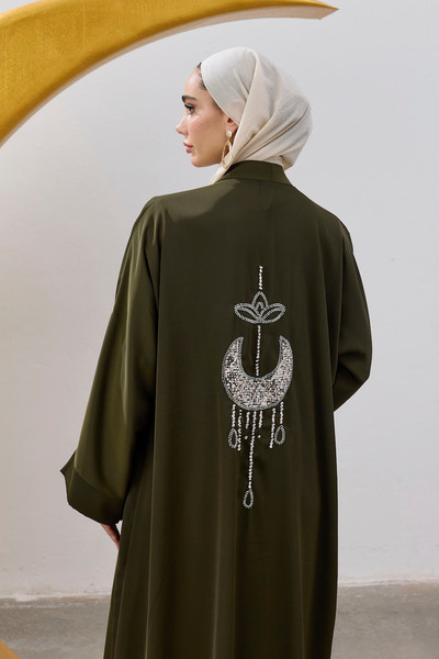 ViadelAtelier SIRT TAŞ İŞLEMELİ HİLAL ABAYA