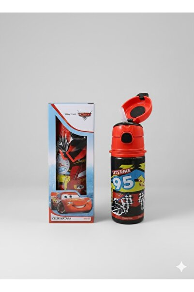 TUMBA'S Şimşek Mcqueen Parslanmaz Çelik Lisanslı Pipetli 500ml suluk