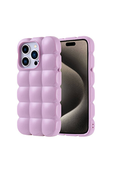 zore غطاء آيفون 15 برو من السيليكون المرن اللامع ASMA Dom Dom - أرجواني