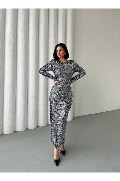 MEECY Rochie cu fundă cu paiete din colecția de Anul Nou