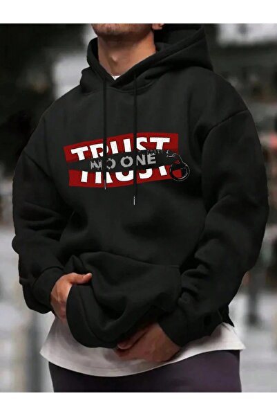 ship master Hanorac unisex negru supradimensionat cu glugă bumbac 100% 3 Thre...