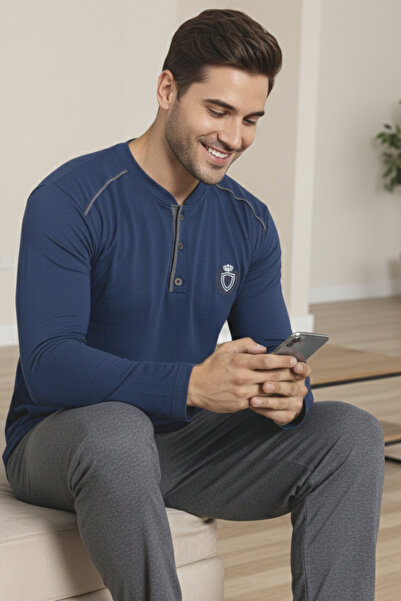 ELİTOL Σετ ανδρικής πιτζάμα από βαμβακερό Soft Touch