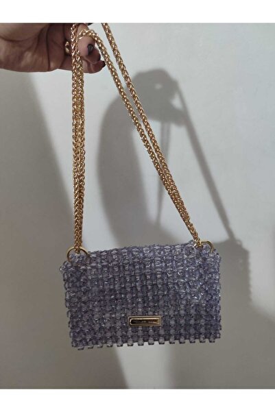 Pixel Handmade Beaded Mini Hand & Shoulder Bag – Light Lilac