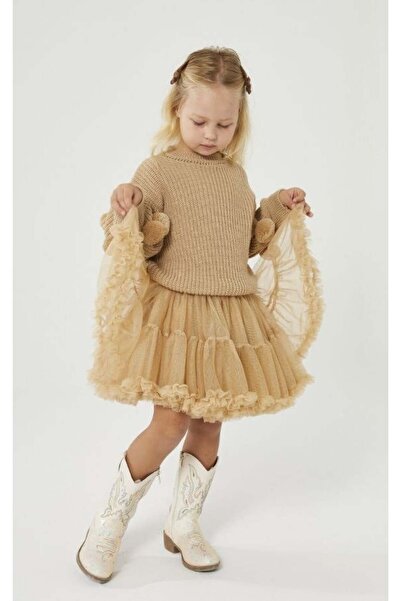 Pinkitokids Tricotaj cu pompon și fustă din tul Katkat-Dore