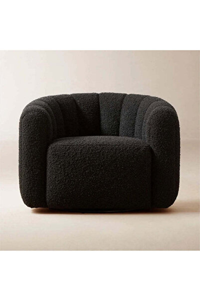 homejoyz | Modern Chair - Bouclé Fabric with Green Foam and Swedish Wood - Black