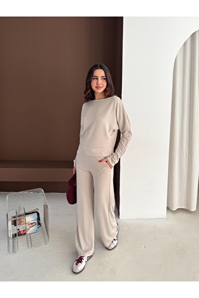 Elaxi Women's Boat Neck Modal Fabric Casual Two-Piece Set