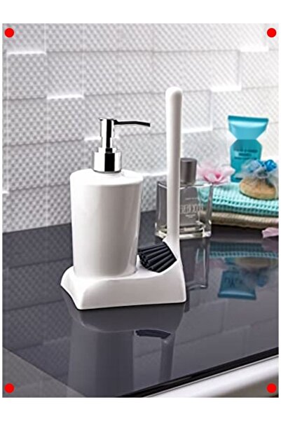 markentegra Liquid Soap Sponge Holder Set with Silicone Brush - Kitchen/Bathroom