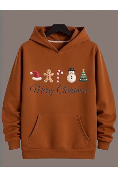 ArtYus Unisex Long Sleeve Transfer Merry Christmas Christmas Printed Crew Neck Sweatshirt