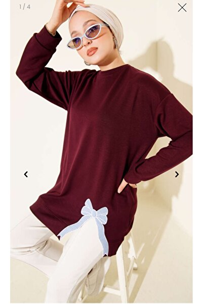 azram Casual Tunic with Bow |   Hijab Winter Long Sweatshirt