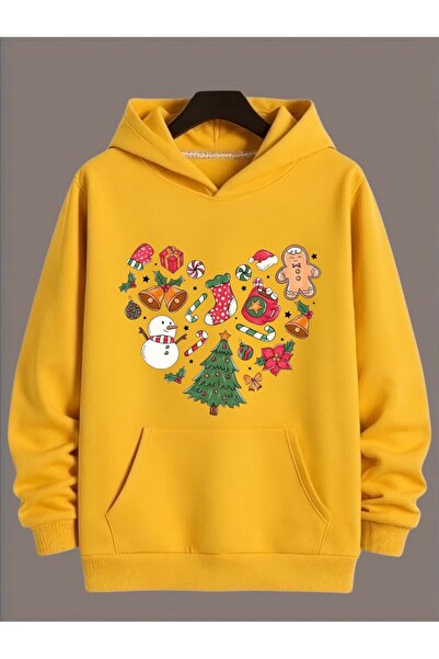 ArtYus Unisex Long Sleeve Transfer Merry Christmas Heart Christmas Printed Plus Size Crew Neck Sweatshirt