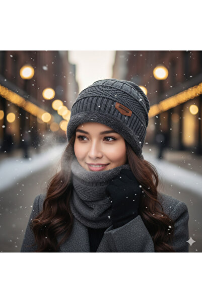 Trendora طقم قبعة شتوية محبوكة وغطاء للرقبة من الصوف - قبعة حرارية سميكة للرجال والنساء، وقبعة مقاومة للرياح