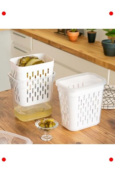 markentegra Set of 2 Storage Containers with Strainers, Transparent, 2 Liters