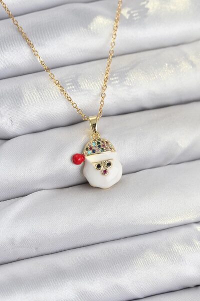 callerrons accessories قلادة نسائية على شكل رأس رجل الثلج مع قلادة ذهبية اللو...