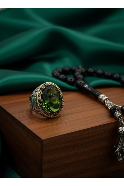 DURAN TAKI TASARIM Zümrüt Taşlı Erkek Gümüş Yüzük