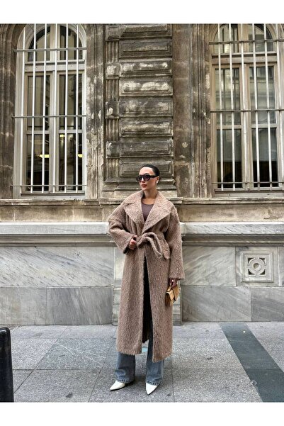 Julidress Premium Long Wool Coat with Special Textured Belted Oversized (Bol) Lining