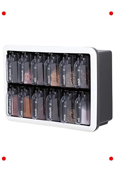 markentegra 12-Piece Spice Rack Set with Spoons - Wall Mountable