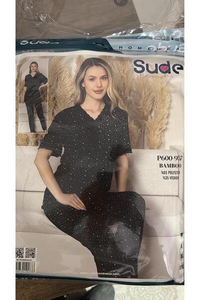 Sude P600-957 BAMBO %65 POLYSTER PİJAMA TKIMI--SİYAH--
