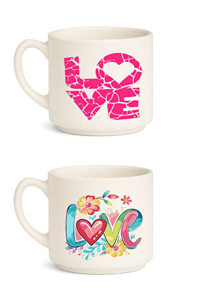 MODERN TASARI Ceramic Mug Printed Love Series2 - 2 Pieces