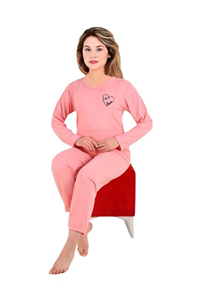 auirelle store Kadın Pamuklu Pembe Pijama Takımı