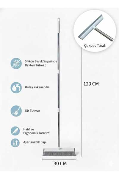 Nobera Silikon Yer Silme Fırçası – Çekpaslı Kauçuk Süpürge Ayarlanabilir Sap ...