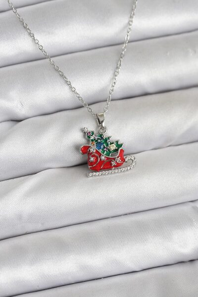 callerrons accessories قلادة نسائية ذات طابع العام الجديد مع سلسلة فضية اللون...