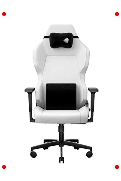 ulupazarlama Masajlı Oyuncu Koltuğu - Beyaz Dokuma Kumaş, Ergonok