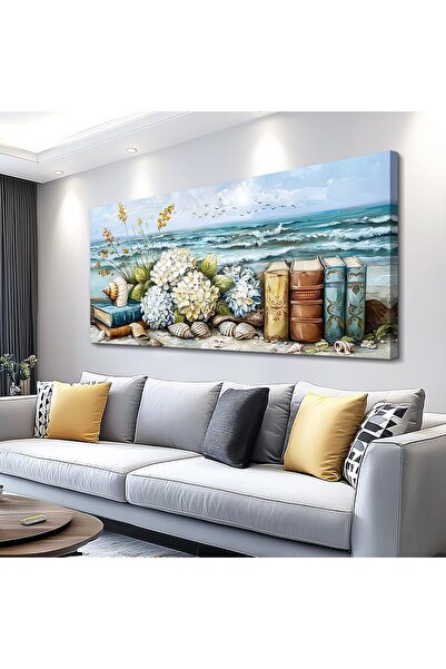 ALAYRA International Large Canvas Wall Art 120x60cm – Vintage Abstract Sea Vi...