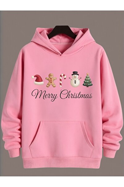 ArtYus Unisex Long Sleeve Transfer Merry Christmas Christmas Printed Plus Size Crew Neck Sweatshirt