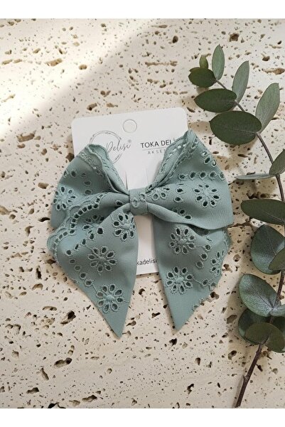 Toka Delisi Cataramă cu fundă fluture verde, realizată manual, pentru copii, ...