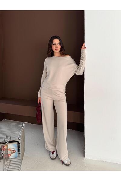 Elaxi Women's Boat Neck Modal Fabric Casual Two-Piece Set