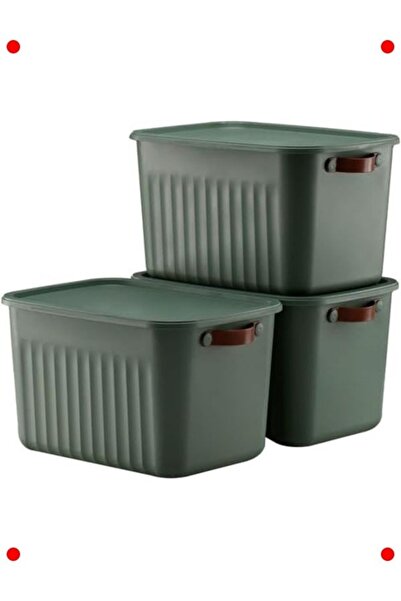 232premiumquality 3-Piece Storage Box Set with Lids (15L, Green)