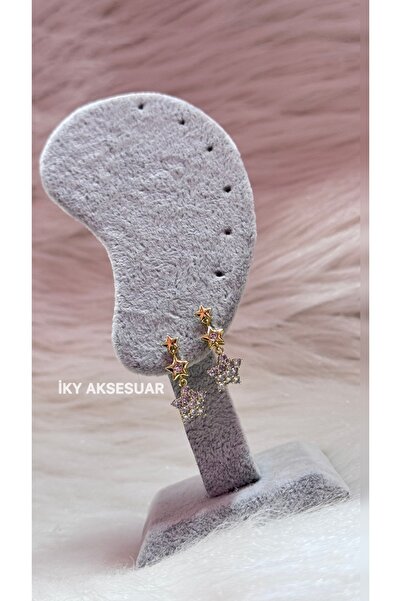 iky aksesuar أقراط نجمة شوبينغ من الفولاذ