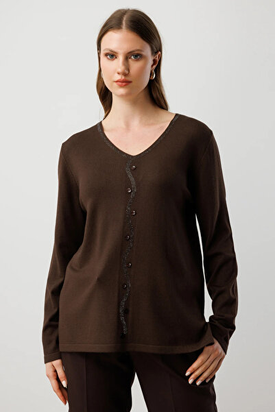 On Fashion On V-Neck Stone Embroidered Knitwear Sweater-65396