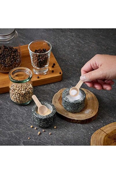 EBA HOME 6 Adet Ahşap Mini Yuvarlak Baharat Kaşığı