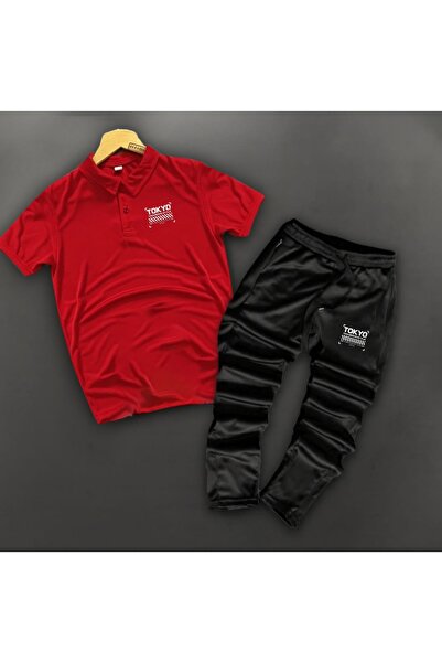 NOFLEN Polo Yaka Tokyo Printed 2-Piece Sweatpants Set