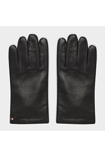 Tommy Hilfiger men's gloves, leather with wool and polyamide lining, black, M