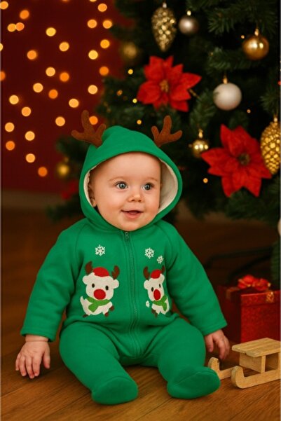 Superbaby Green baby jumpsuit (without booties) - Hello Christmas